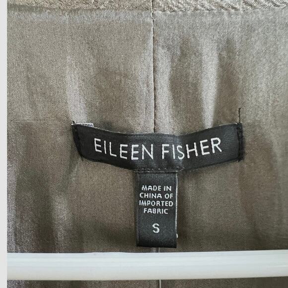 Eileen Fisher NWT Silk Metallic Gray Brown Textured Blazer Neutral size Small - Picture 10 of 15